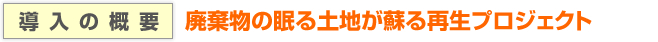 導入の概要　廃棄物混入土の眠る土地が蘇る再生プロジェクト