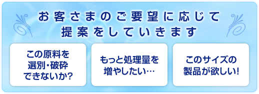 お客さまのご要望に応じて提案をしていきます